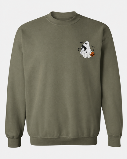 Halloween Embroidered Cat Lady Sweatshirt