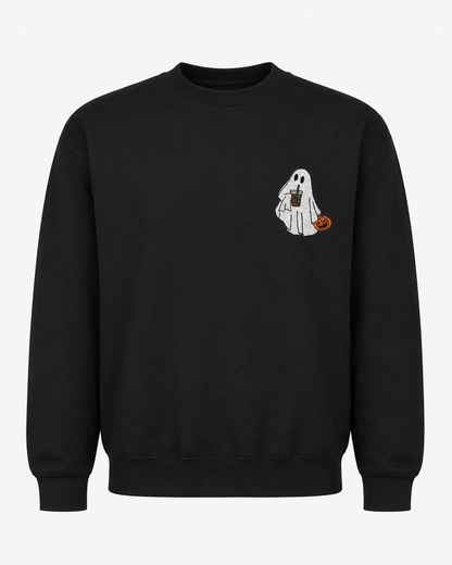 Embroidered Halloween Coffee Lovin' Ghost Sweatshirt