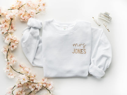 Embroidered Personalized Bridal Sweatshirt - Up2ournecksinfabric