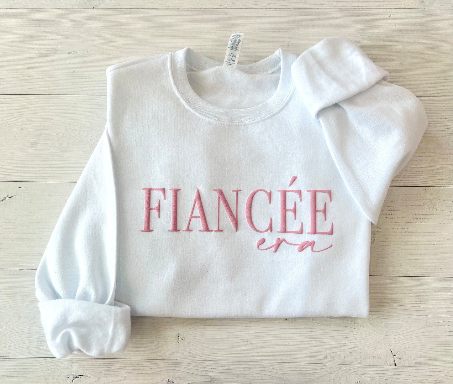 Embossed Fiancée Era Hot Pink Sweatshirt - Up2ournecksinfabric