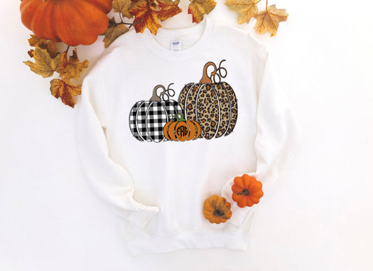 Buffalo Plaid Three Cheetah Pumpkin Monogram Shirt - Up2ournecksinfabric