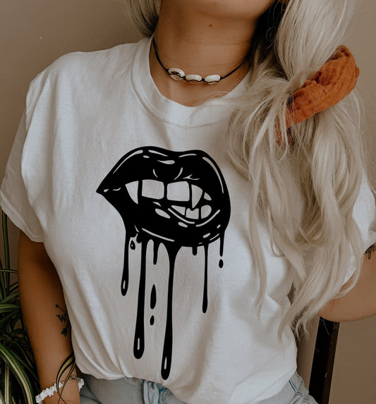 Halloween party outfit, womens halloween shirt, halloween shirt women, vampire shirt for halloween, graphic tee with lips