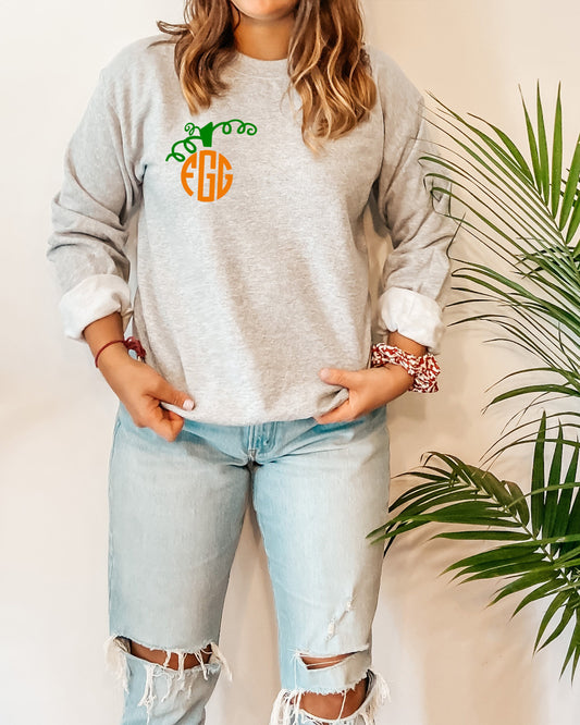 Pumpkin Monogram Womens Sweatshirt - Up2ournecksinfabric