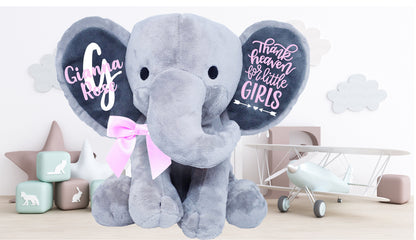 elephant stuffed animal, personalized elephant, baby shower gift, baby shower gift idea, elephant baby shower, baby shower gift girl - Up2ournecksinfabric