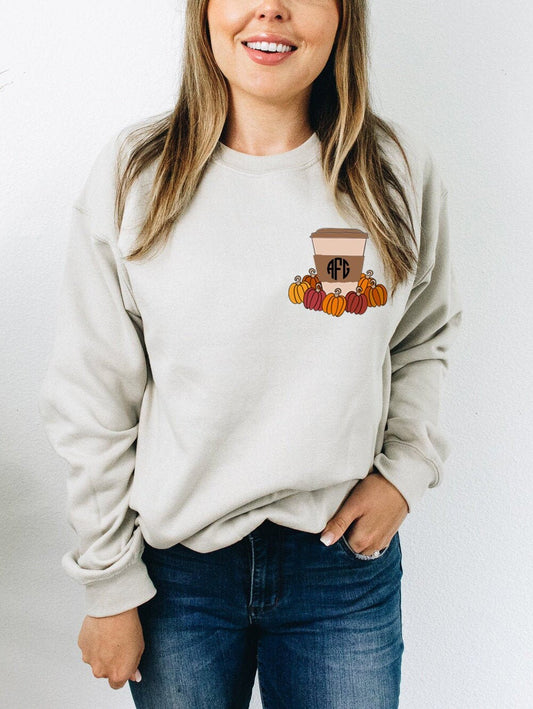 Pumpkin Spice Monogrammed Sweatshirt - Up2ournecksinfabric