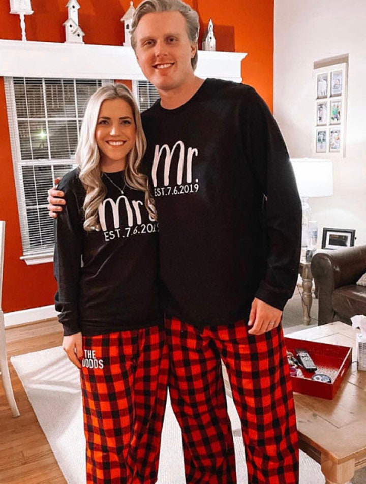 Mr. and Mrs. Matching Couple Pajamas - Personalized Pajamas - Christmas Pajamas - Christmas Mr 2024 and Mrs (2267-PJ)