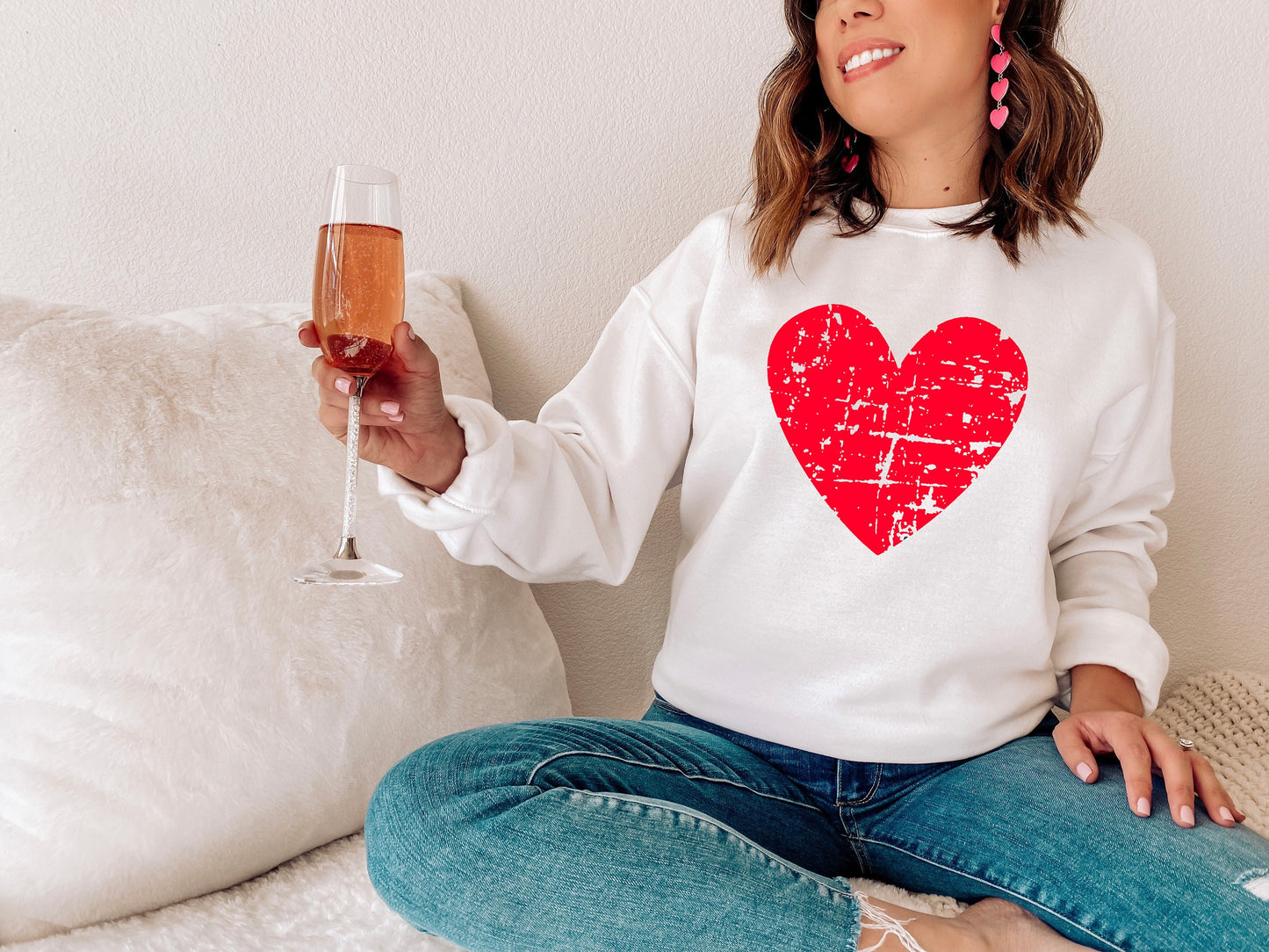 Distressed heart, heart sweatshirt, valentines day sweatshirt, womens valentines day sweatshirt, womens heart sweatshirt, valentine tshirt - Up2ournecksinfabric