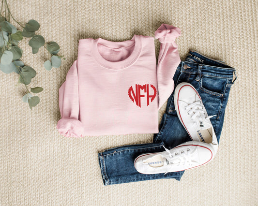 Monogram valentines day sweatshirt, womens valentines day sweatshirt, heart shirt, valentines day shirt, heart shirt, valentines sweatshirt