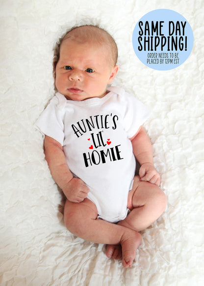 Auntie Onesie®, Baby Boy Onesie®, Funny Baby Onesie®, Personalized Onesie®, Baby Boy Shirt, Birthday Gift for Baby, Newborn Onesie®, Onesie® - Up2ournecksinfabric