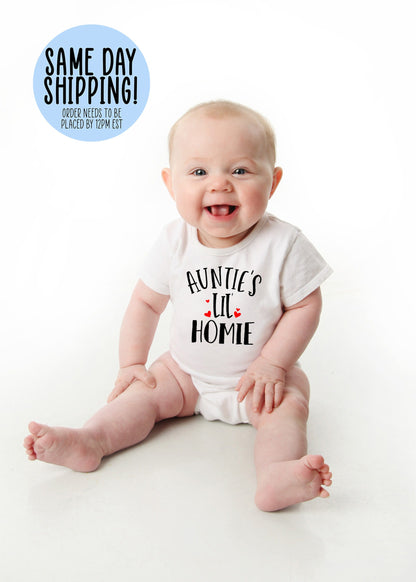 Auntie Onesie®, Baby Boy Onesie®, Funny Baby Onesie®, Personalized Onesie®, Baby Boy Shirt, Birthday Gift for Baby, Newborn Onesie®, Onesie® - Up2ournecksinfabric