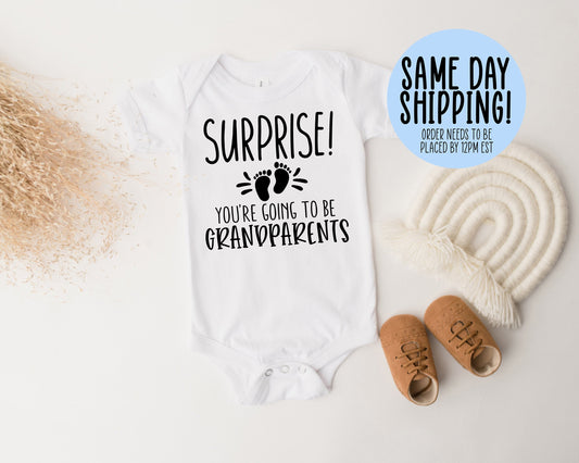 Pregnancy Announcement Grandparents, Pregnancy Announcement Onesie®, Baby Shower Gift, Baby Gift, New Baby Gift, Baby Gifts, Funny Onesie® - Up2ournecksinfabric