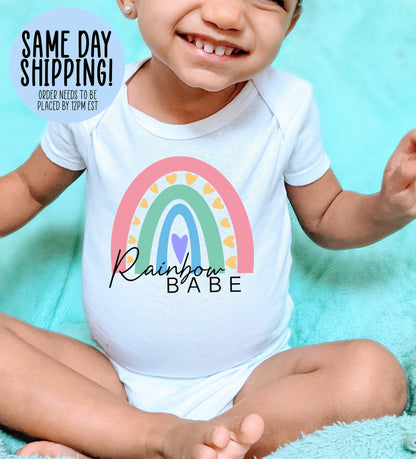 Rainbow Babe Onesie®, Baby Shower Gift, Baby Girl Clothes, Baby Onesie®, Baby Gift, Custom Onesie®, Big Sister Onesie®, Gift for New Baby - Up2ournecksinfabric