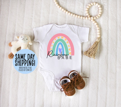 Rainbow Babe Onesie®, Baby Shower Gift, Baby Girl Clothes, Baby Onesie®, Baby Gift, Custom Onesie®, Big Sister Onesie®, Gift for New Baby - Up2ournecksinfabric