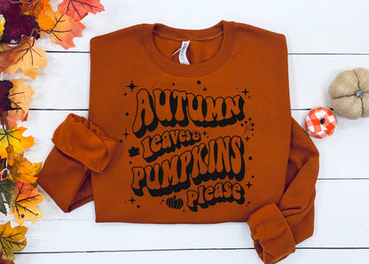 Autumn Leaves & Pumpkins Please Retro Sweatshirt - Up2ournecksinfabric