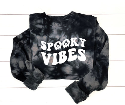 Spooky Vibes Tie Dye Halloween Sweatshirt - Up2ournecksinfabric