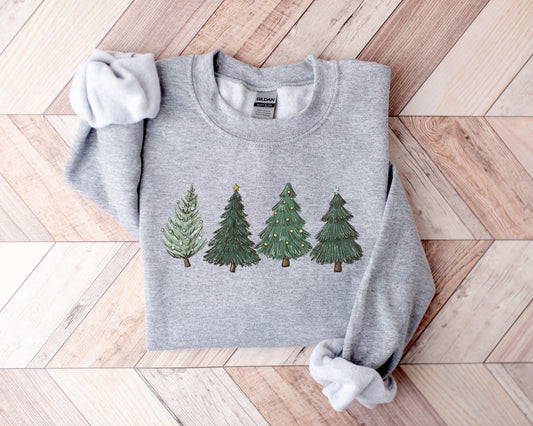 Womens Christmas Sweatshirt, Christmas Sweater, Christmas Crewneck, Christmas Tree Sweatshirt, Holiday Sweaters for Women, Winter Sweatshirt - Up2ournecksinfabric