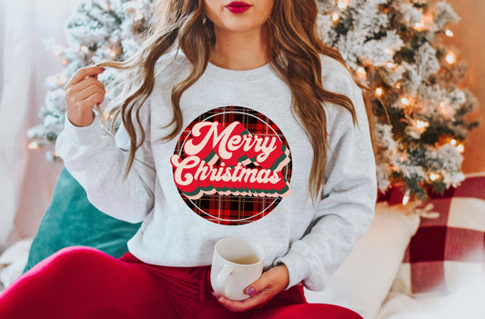 Womens Christmas sweatshirt, Christmas Outfit, Buffalo Plaid shirt, Christmas Sweater, christmas sweatshirt, christmas pajamas women - Up2ournecksinfabric