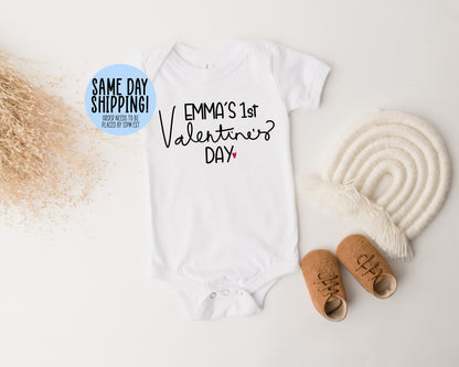 First Valentine's Day Onesie®, Valentines Day Onesie®, Custom Valentines Day, New Baby Gift, 1st Valentines Day, Custom Valentines Day Shirt - Up2ournecksinfabric