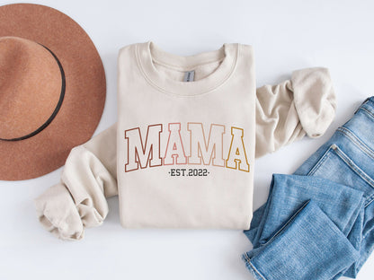 Custom Mama Sweatshirt With Year - Up2ournecksinfabric