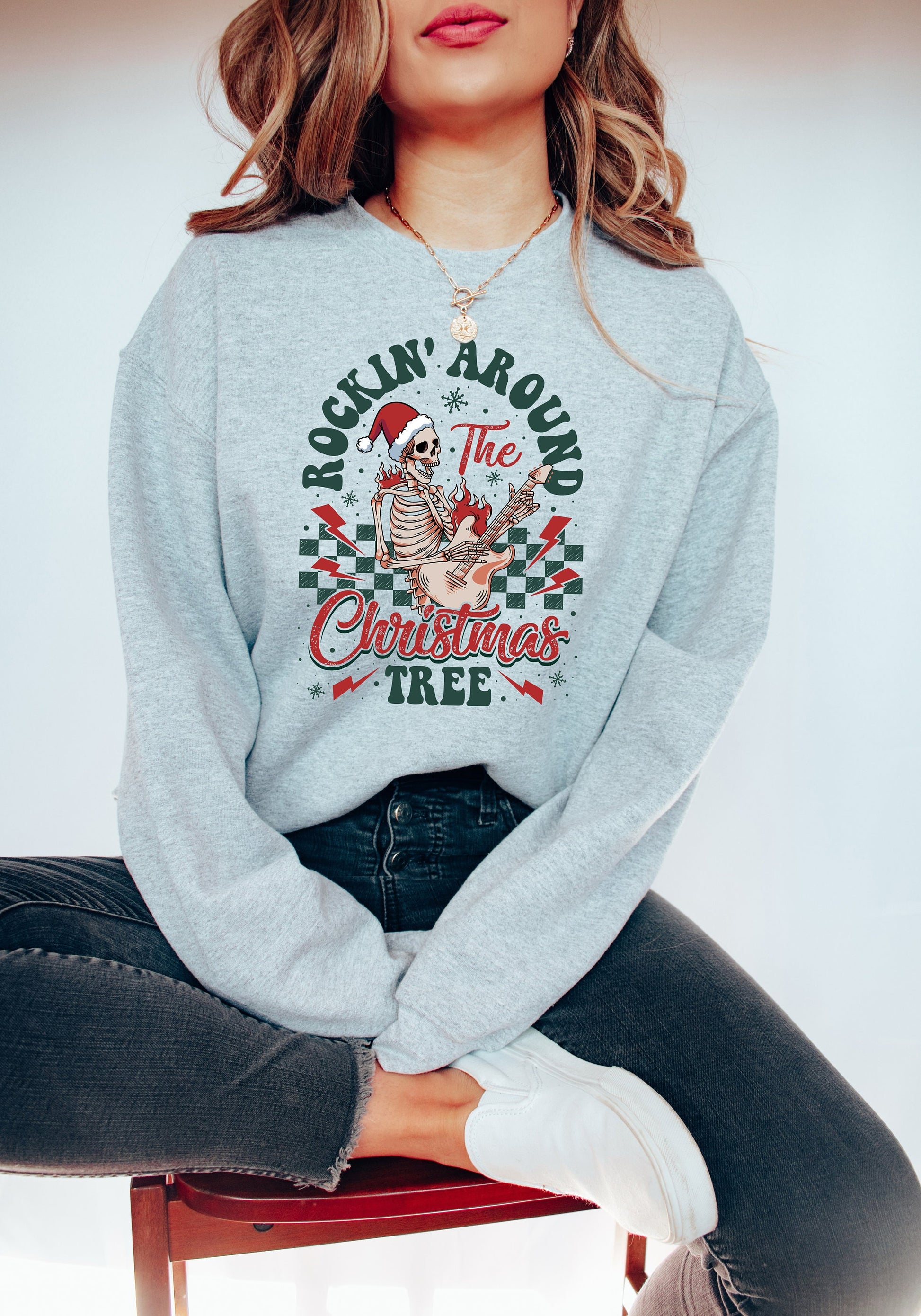 Rockin' around the christmas tree, Womens Christmas Sweatshirt, Christmas Sweater, Christmas Crewneck, Christmas Tree Sweatshirt, Xmas shirt - Up2ournecksinfabric