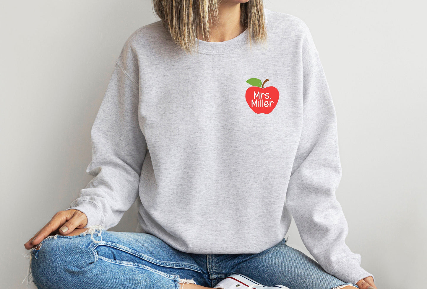 Personalized Teacher Apple Sweatshirt - Up2ournecksinfabric