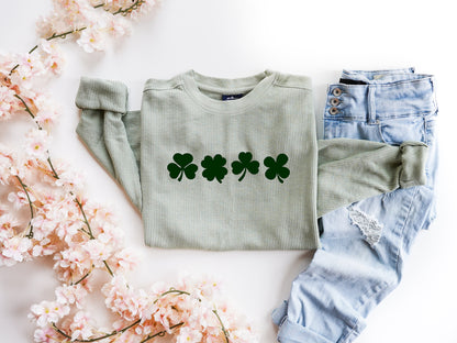 Embossed St. Patricks day Sweatshirt, Women's St Paddy's Day Outfit, Shamrock Sweatshirt, Lucky Sweater, St Pattys Day Sweater - Up2ournecksinfabric