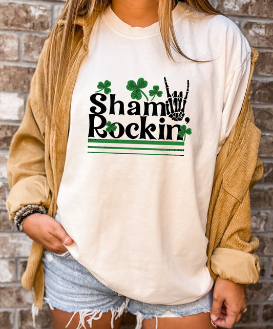 Sham Rockin t-shirt, Funny Womens St Patricks shirt, Saint Patricks Day Tee, St Pattys Parade, Day Drinking Tee, Shamrock tee - Up2ournecksinfabric