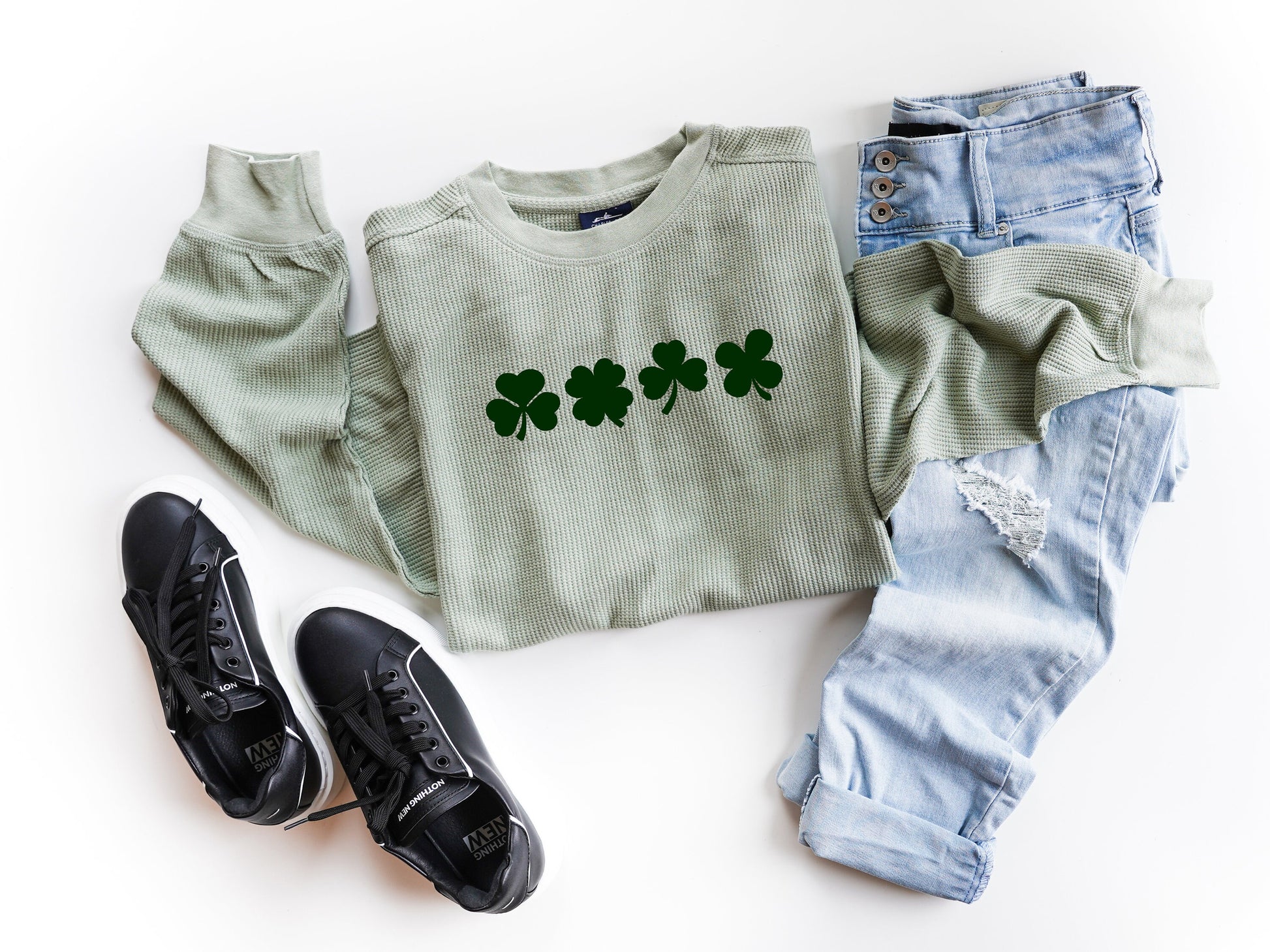 Embossed St. Patricks day Sweatshirt, Women's St Paddy's Day Outfit, Shamrock Sweatshirt, Lucky Sweater, St Pattys Day Sweater - Up2ournecksinfabric