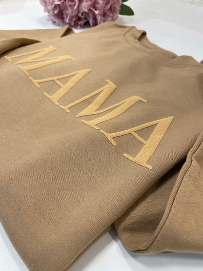 Oversized Embossed Mama Sweatshirt - Up2ournecksinfabric
