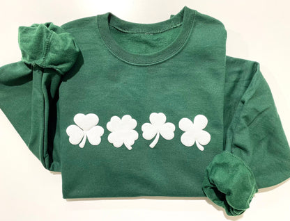 Embossed St. Patricks day Sweatshirt, Women's St Paddy's Day Outfit, Shamrock Sweatshirt, Lucky Sweater, St Pattys Day Sweater - Up2ournecksinfabric