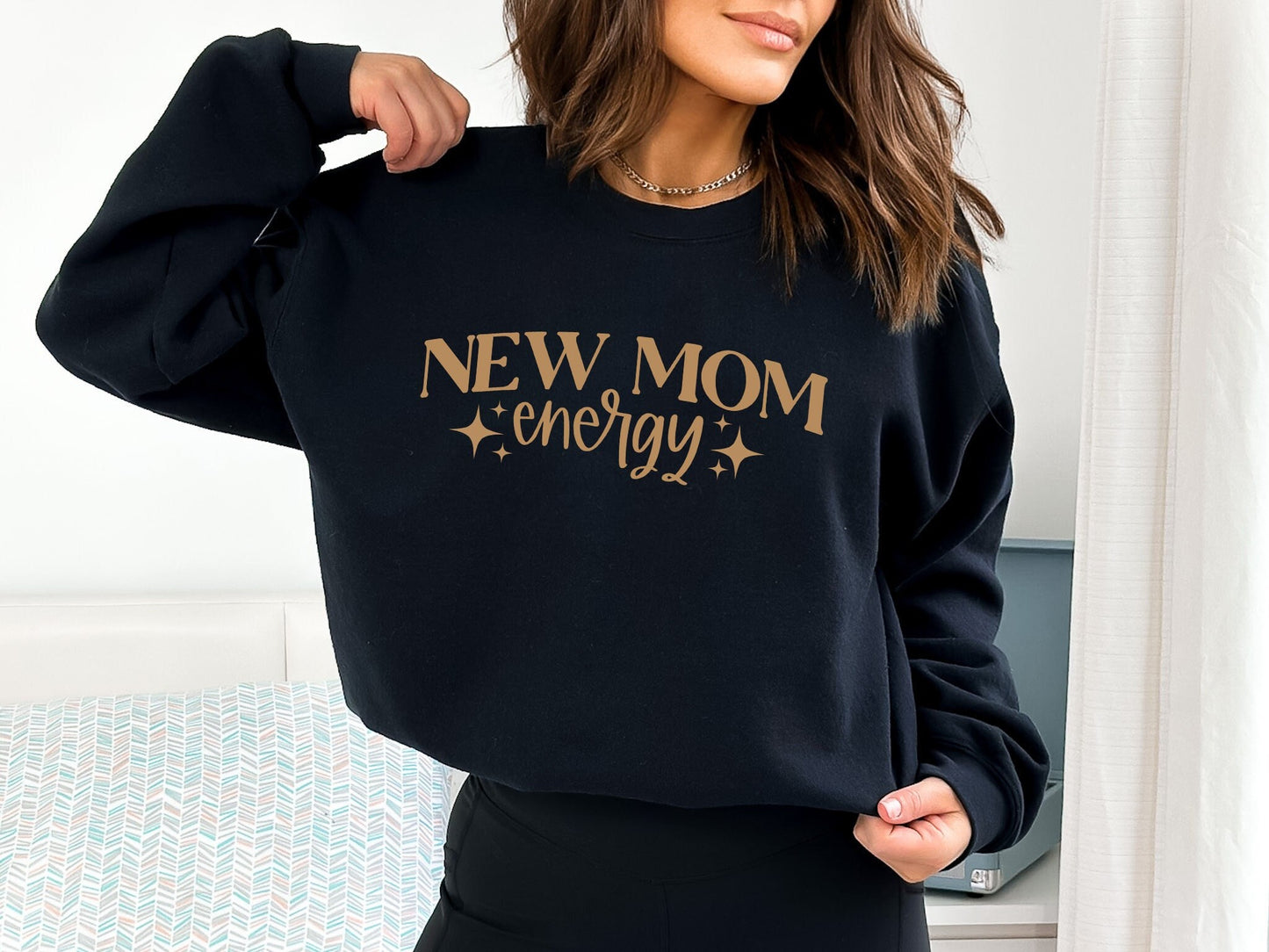 New Mom Energy Embossed Sweatshirt - Up2ournecksinfabric