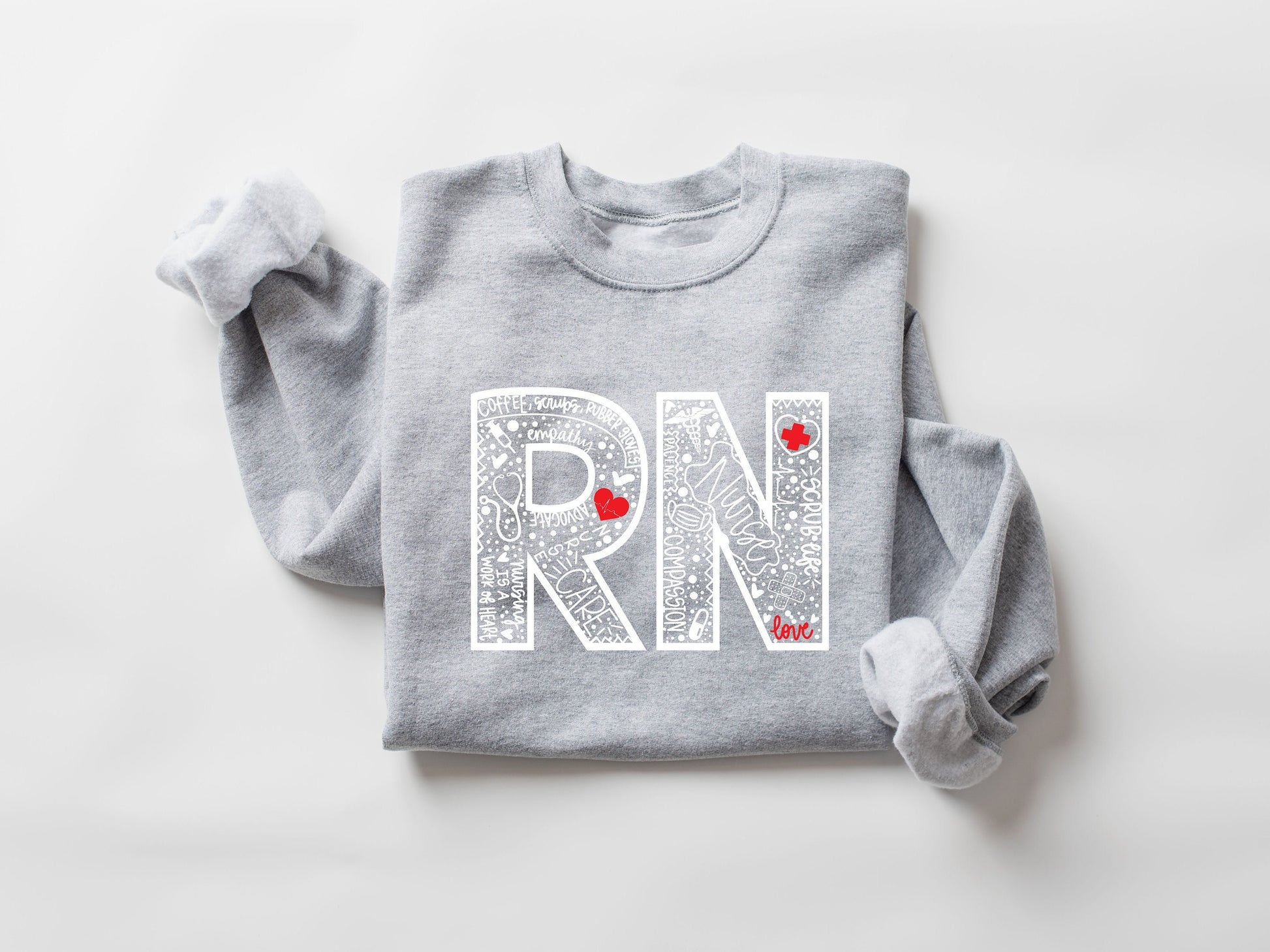 Stylish RN Sweatshirt for Nurse Graduation, Appreciation, Week, Nursing Gift