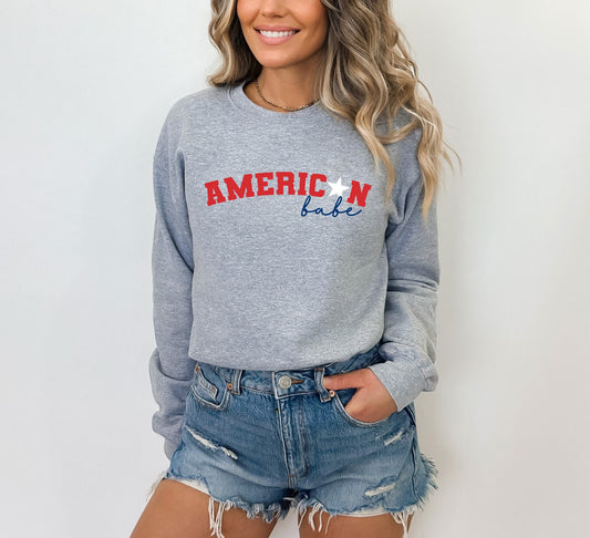 American Babe, 4th of July Sweatshirt, USA Top, Womens 4th of July, America Shirt, 4th of July, Patriotic Shirt, Red White and Blue