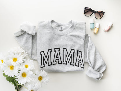 Gray Embossed Mama Sweatshirt - Up2ournecksinfabric