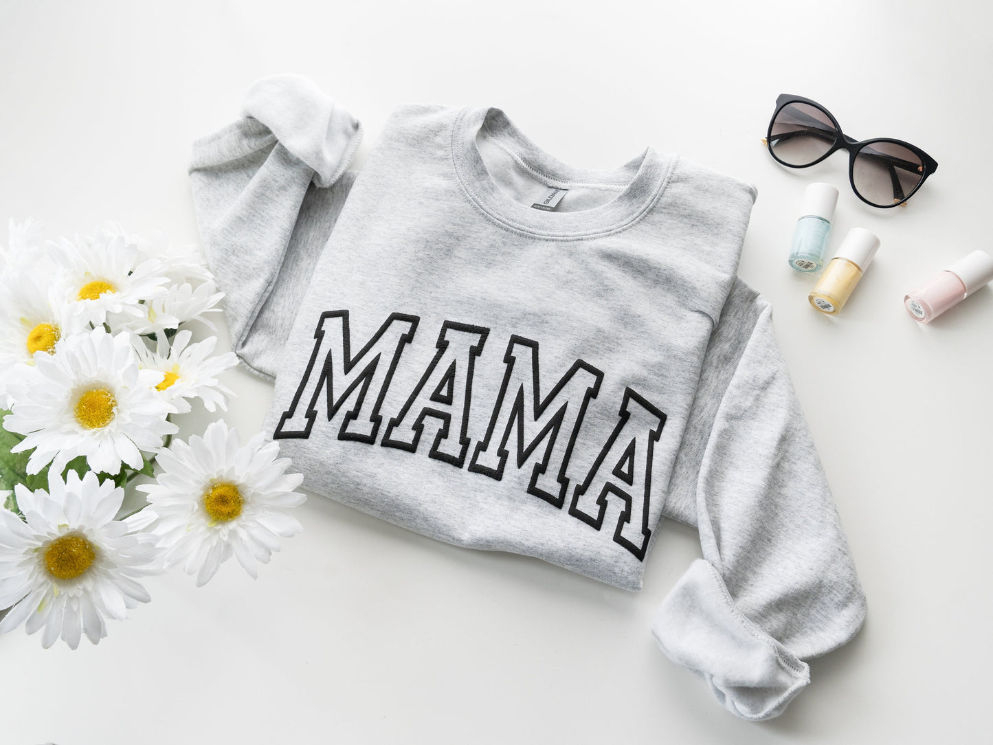 Gray Embossed Mama Sweatshirt - Up2ournecksinfabric