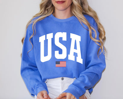 Oversized USA 4th of July Sweatshirt - Up2ournecksinfabric