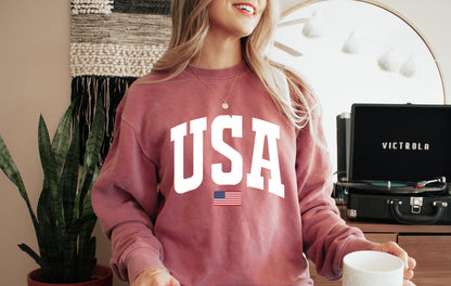 Oversized USA 4th of July Sweatshirt - Up2ournecksinfabric