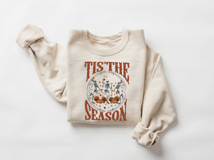 Tis The Season Dancing Skeletons Pumpkin Sweatshirt - Up2ournecksinfabric