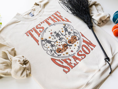 Tis The Season Dancing Skeletons Pumpkin Sweatshirt - Up2ournecksinfabric