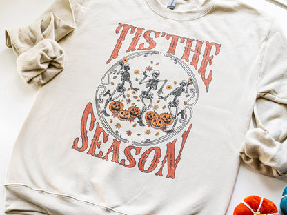 Tis The Season Dancing Skeletons Pumpkin Sweatshirt - Up2ournecksinfabric