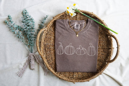 Four Pumpkin Autumn Womens T-Shirt - Up2ournecksinfabric