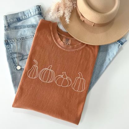 Four Pumpkin Autumn Womens T-Shirt - Up2ournecksinfabric