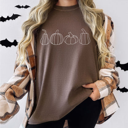 Four Pumpkin Autumn Womens T-Shirt - Up2ournecksinfabric