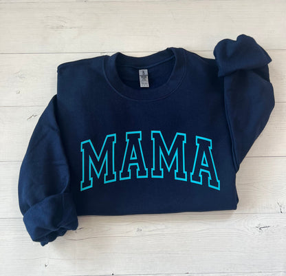 Navy Blue Embossed Mama Sweatshirt - Up2ournecksinfabric