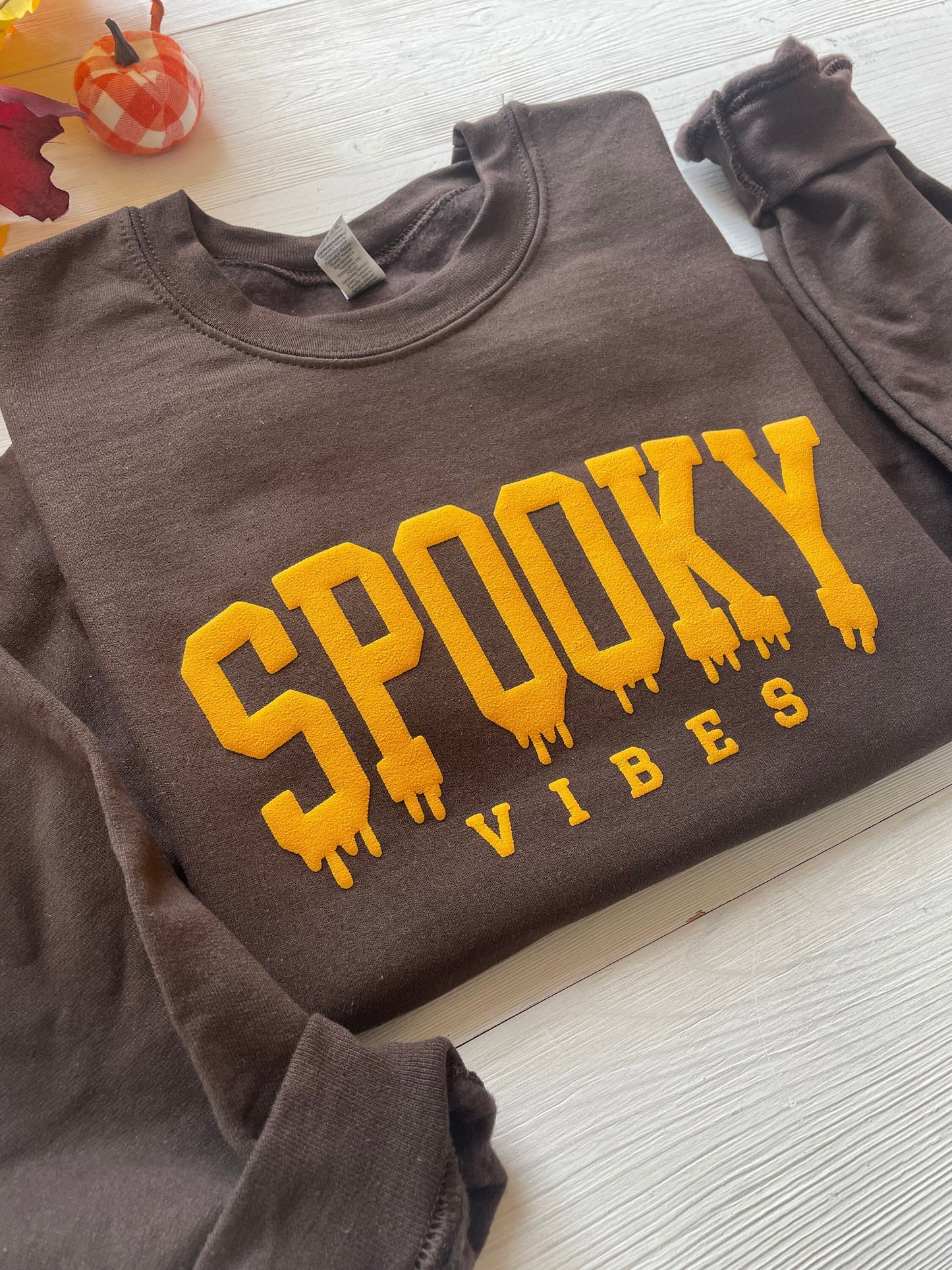 Spooky Vibes Oversized Chocolate Sweatshirt - Up2ournecksinfabric