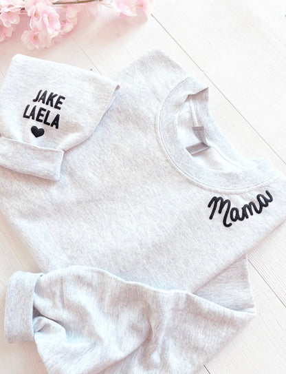 Custom Embossed Mama Sweatshirt With Names - Up2ournecksinfabric