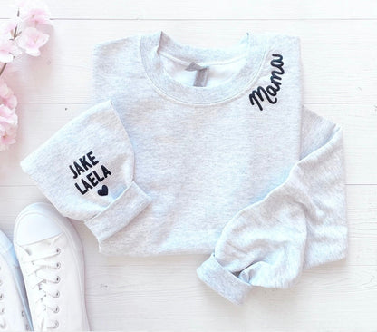 Custom Embossed Mama Sweatshirt With Names - Up2ournecksinfabric