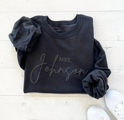 Custom Embossed Mrs. Crewneck Sweatshirt - Up2ournecksinfabric