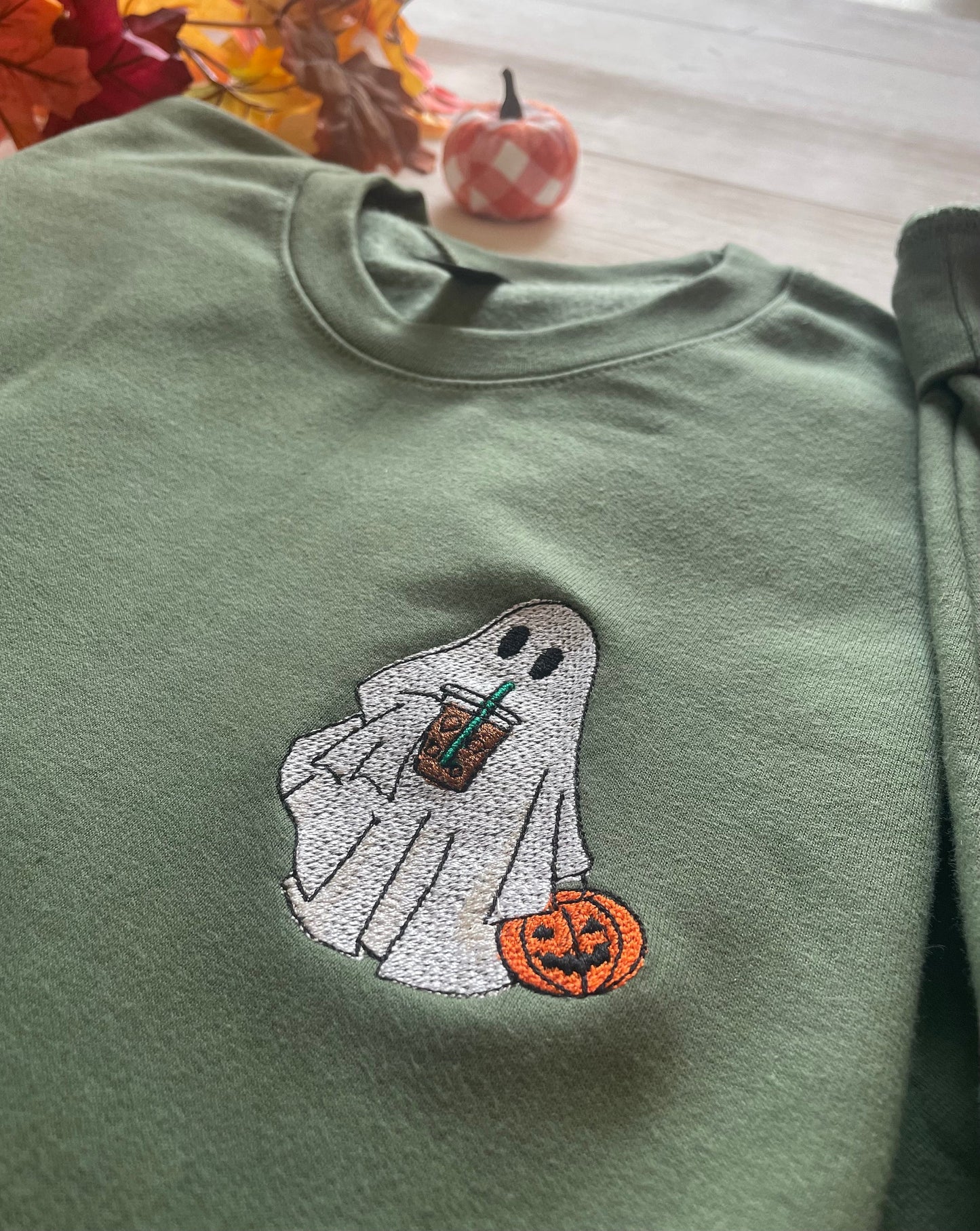 Halloween Embroidered Sweatshirt, Halloween Sweatshirt, Embroidered Halloween Sweatshirt, Ghost Sweatshirt, Womens Halloween Sweatshirt,