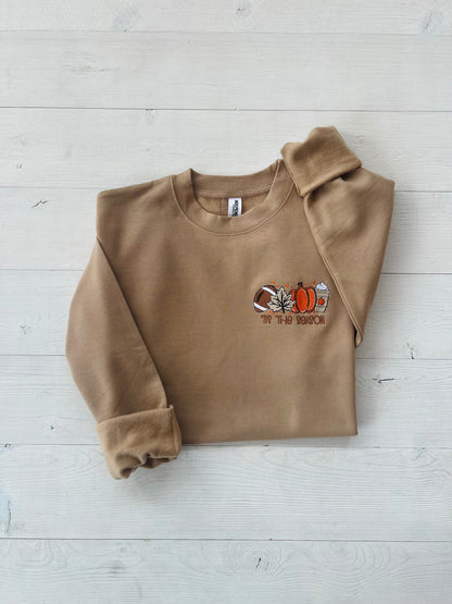 Embroidered "Tis The Season" Fall Oversized Crewneck - Up2ournecksinfabric